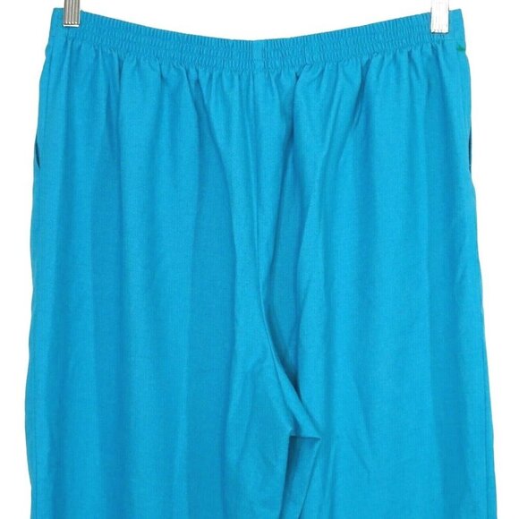 Alfred Dunner Linen Blend Pants Pull-on Women Size 16 Blue Turquoise Pockets - Picture 4 of 7